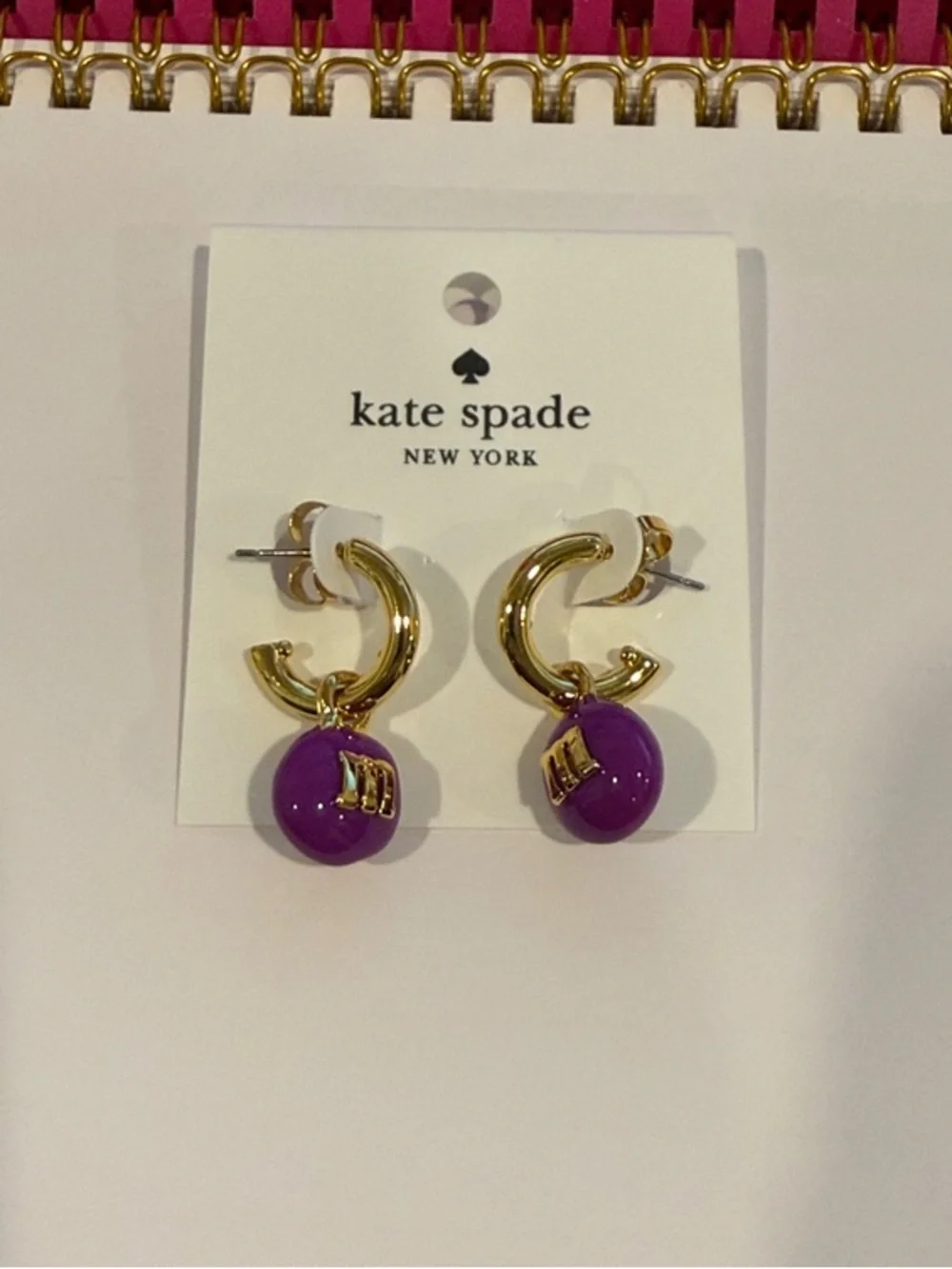 kate spade |♠️| Gold Plated Hoop M&M Huggie Earrings